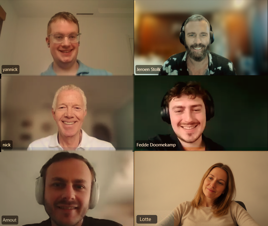 A live Nexus mastermind call: Jeroen Stolk with yannick, nick, Fedde Doornekamp, Arnout and Lotte